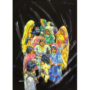 Hussain Chandio, 36 x 48 Inch, Acrylic on Canvas, Figurative Painting-AC-HC-154